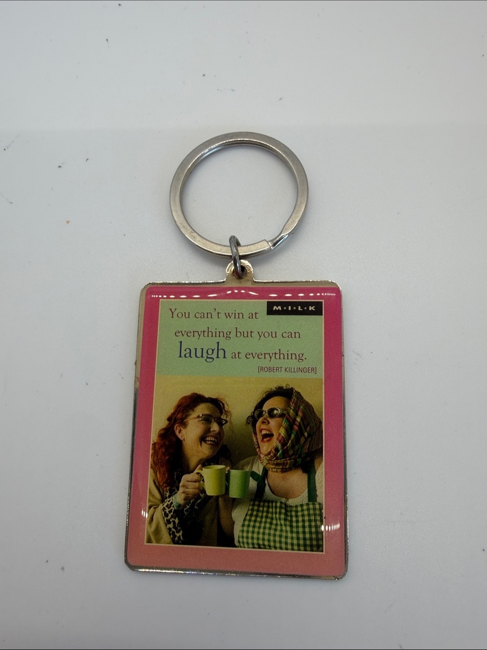 Pink Inspirational Quote Keychain - Laugh at Everything
